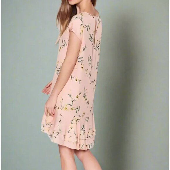 Joie Coreen Silk Floral Dress XS Pink Blush High Low Tiered Ruffle Flounce Hem - Picture 2 of 9